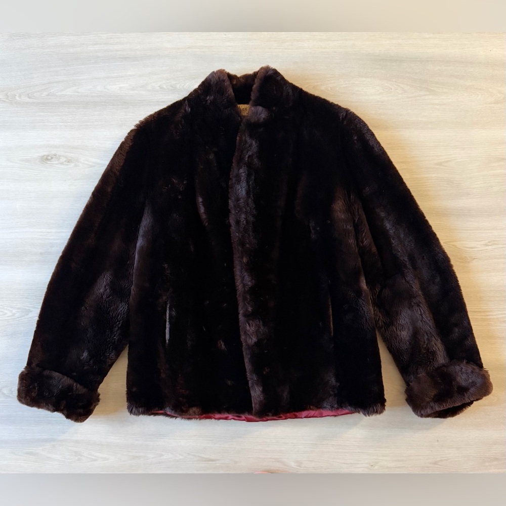 Vintage 50s Nan’s Furs Mouton Fur Coat Short Sz S/M Brown
